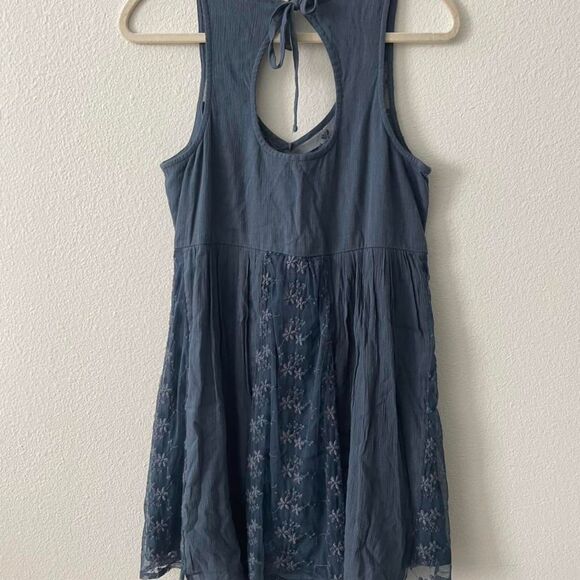 Abercrombie & Fitch Floral Mini Dress Women's S Embroidered Blue Short Vintage - Picture 2 of 6